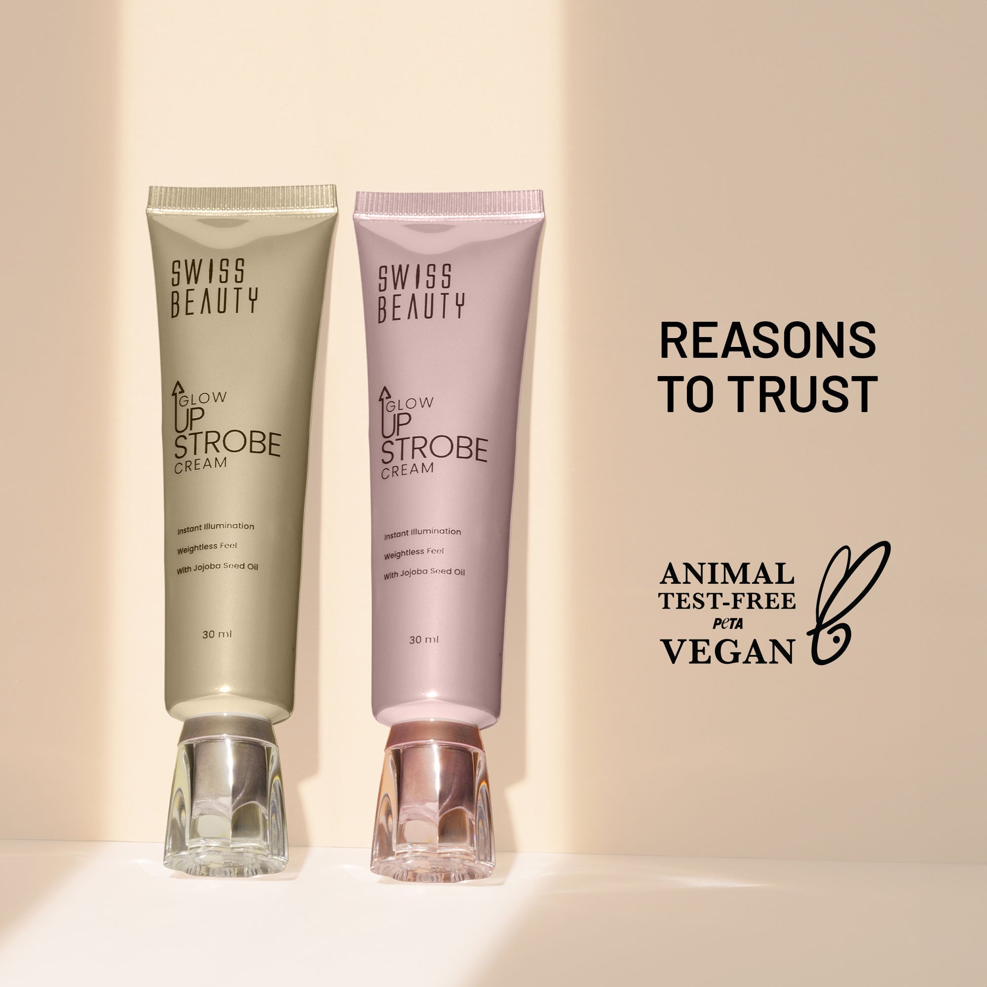 Swiss Beauty Glow Up Strobe Cream, Dewy Radiance, Versatile Use With Jojoba Oil - 1 Pink Twilight