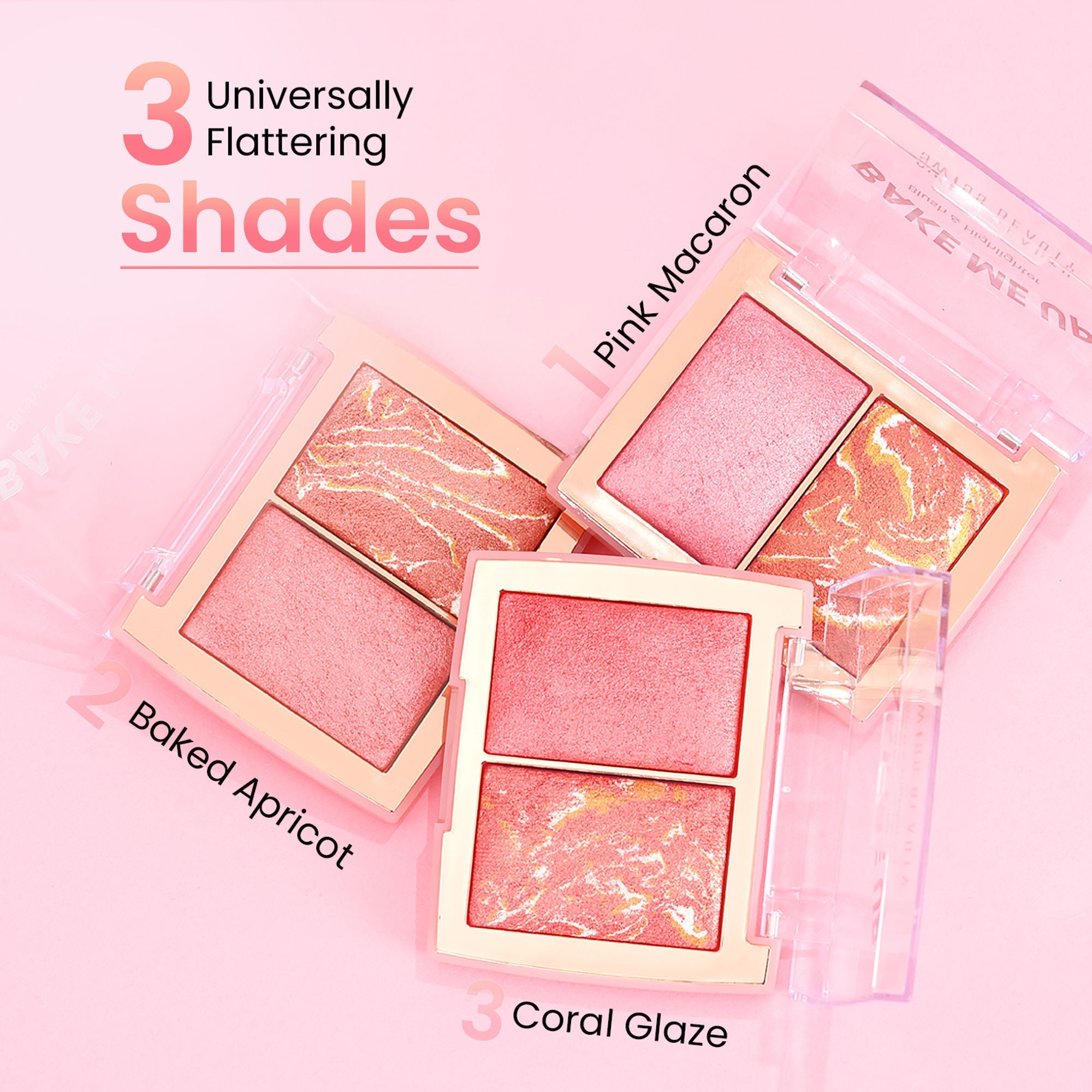Swiss Beauty Bake Me Up Blush & Highlighter , 2-In-1 Baked Formula, Long-Lasting - Baked Apricot