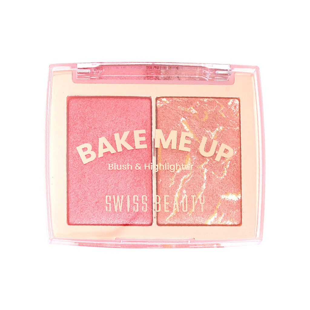 Swiss Beauty Bake Me Up Blush & Highlighter , 2-In-1 Baked Formula, Long-Lasting - Baked Apricot