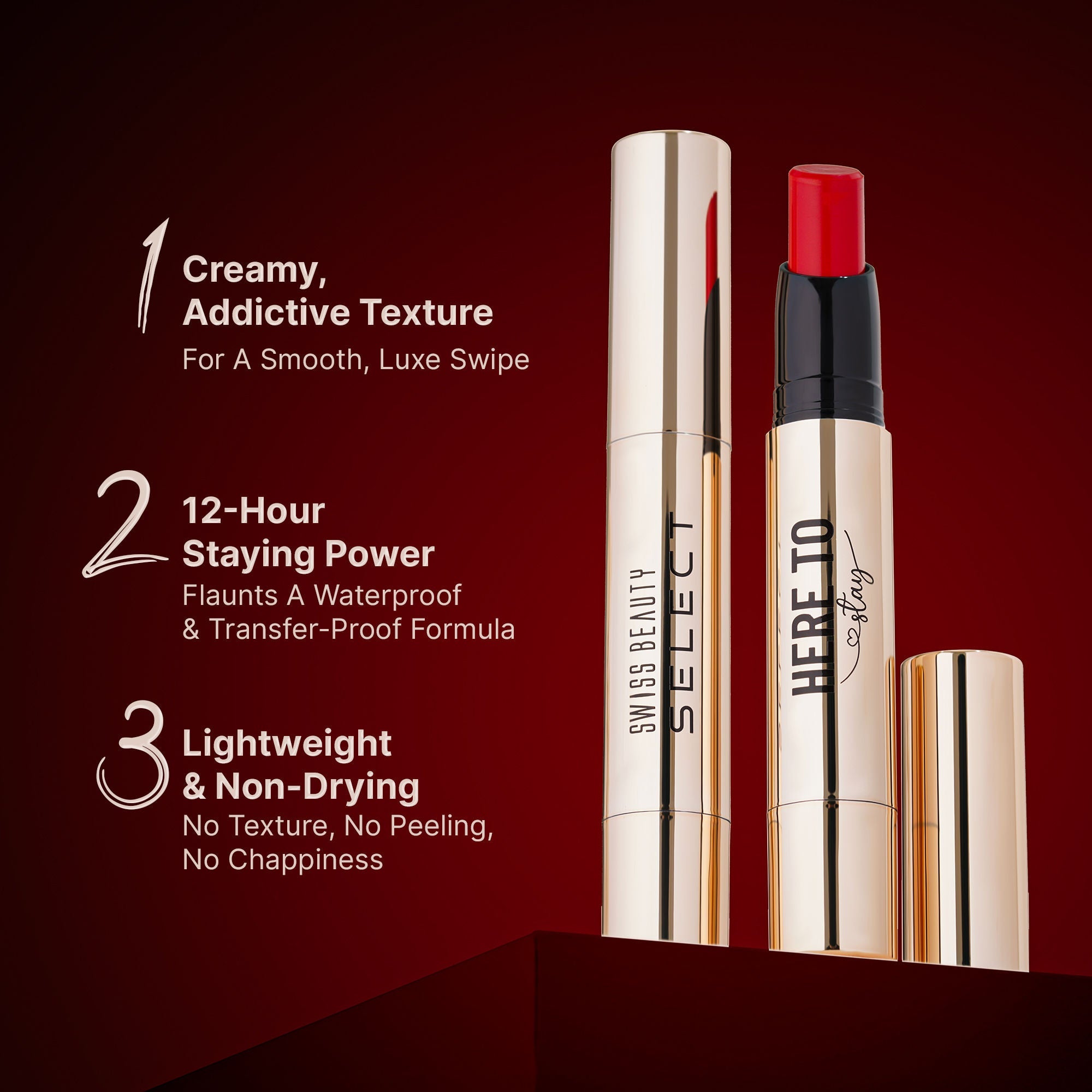 Swiss Beauty Select Here To Stay Lip Crayon Velvety-Matte Finish , 12-Hour Stay - 6 Raspberry Jam