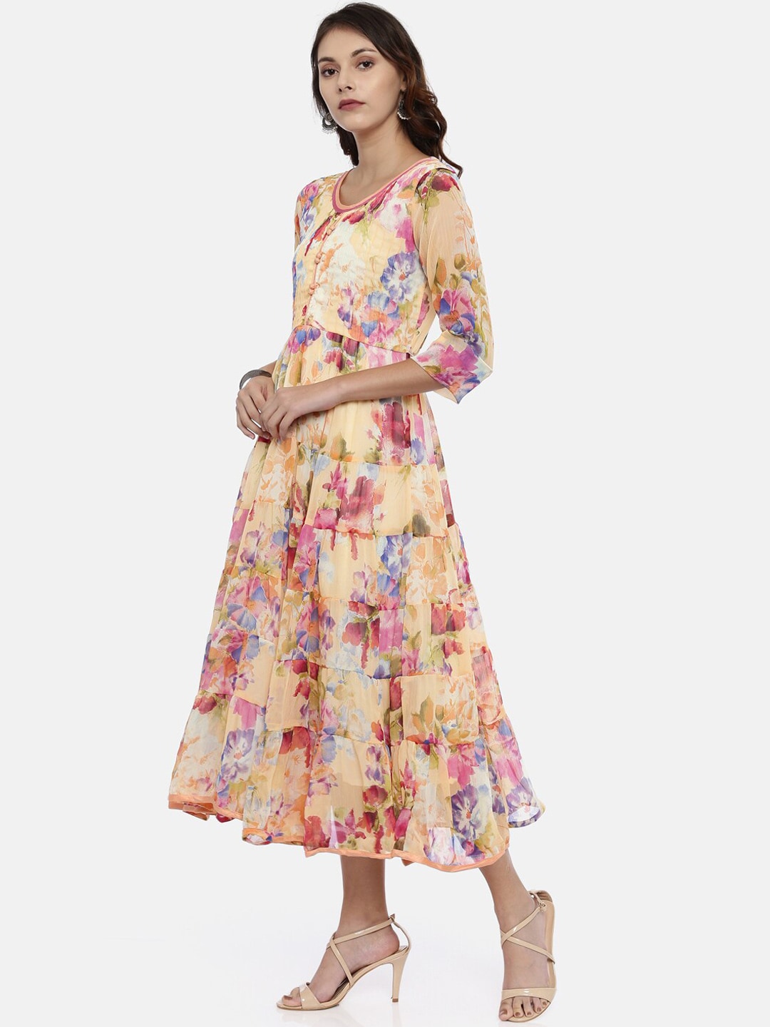 Souchii Multicoloured Floral Print Fit and Flare Dress