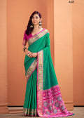 Anaita Green Silk Zari Weaving With Classic Patola Saree With Blouse