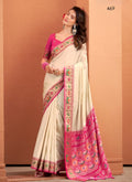 Anaita Beige Silk Zari Weaving With Classic Patola Saree With Blouse