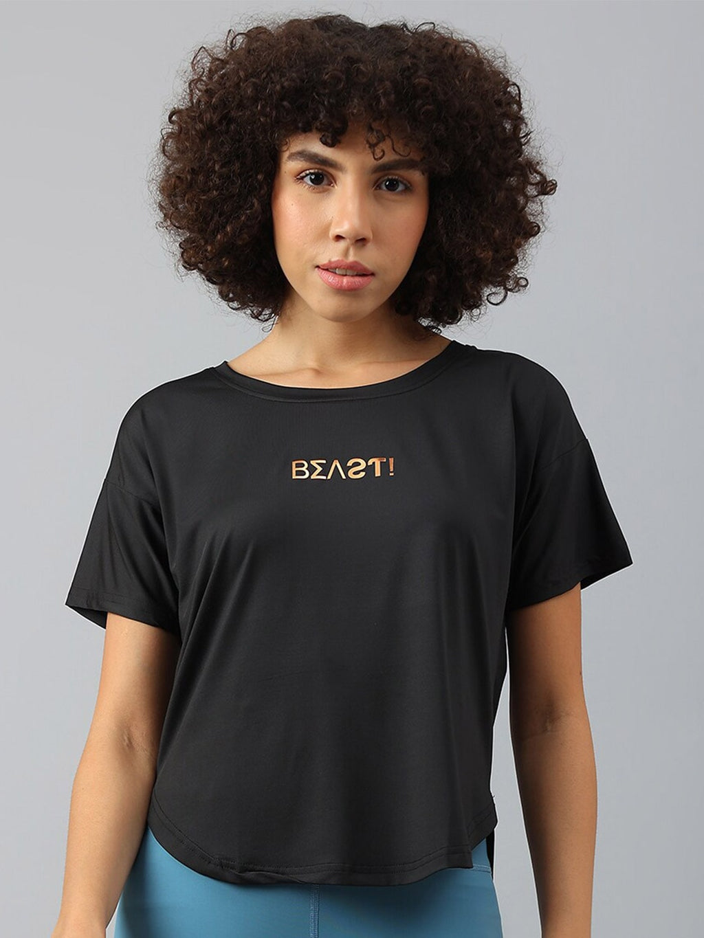 MKH Women Typography Drop-Shoulder Sleeves Dri-FIT Sports T-shirt