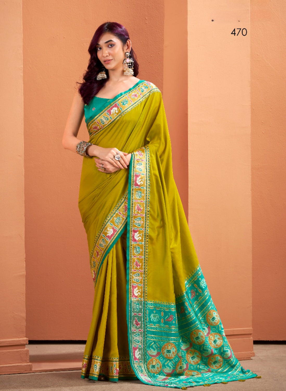 Anaita Mustard Silk Zari Weaving With Classic Patola Saree With Blouse