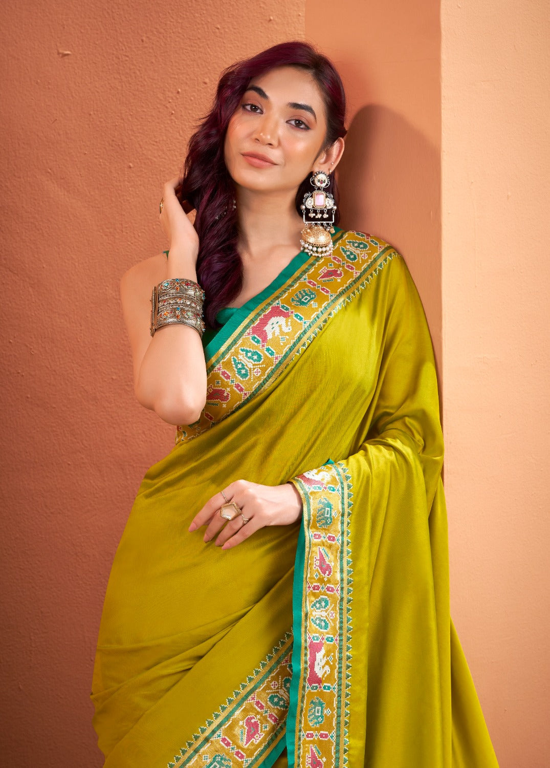 Anaita Mustard Silk Zari Weaving With Classic Patola Saree With Blouse