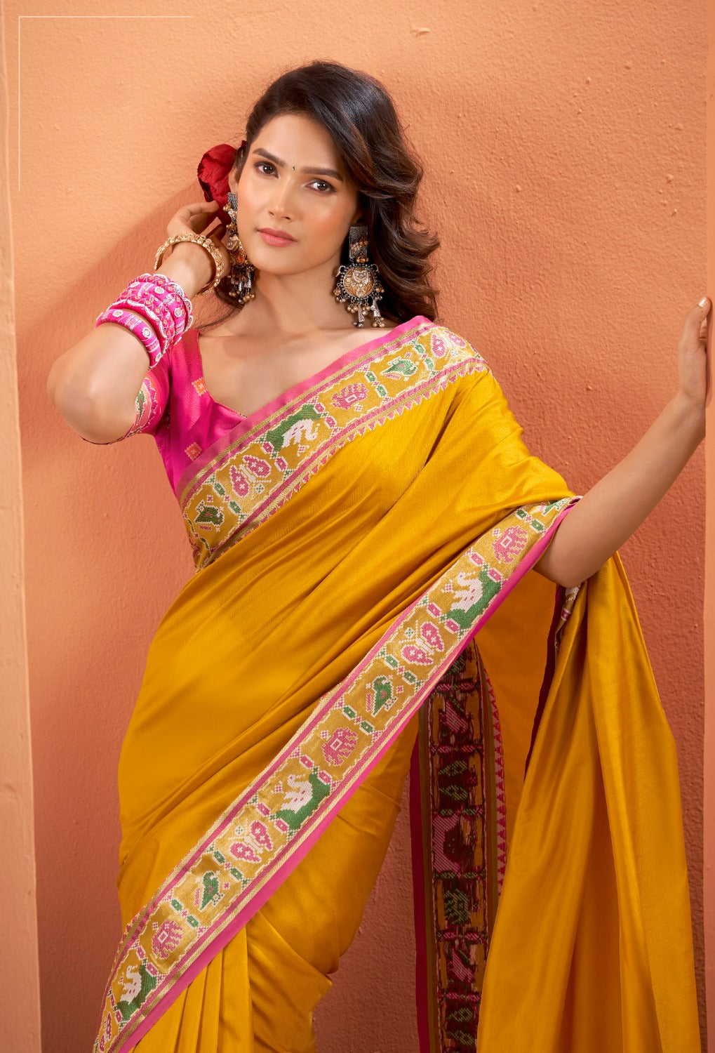 Anaita Yellow Silk Zari Weaving With Classic Patola Saree With Blouse