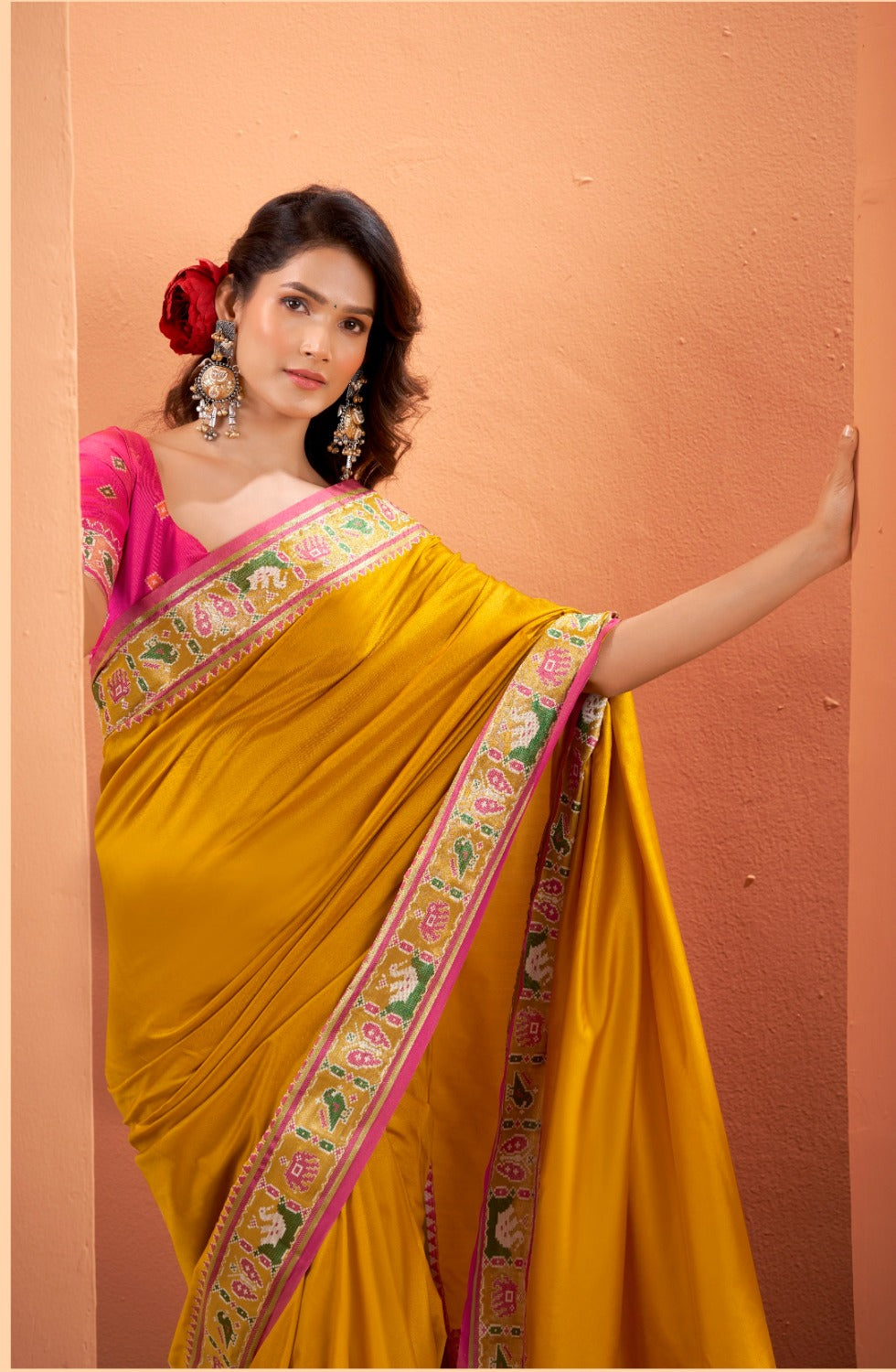 Anaita Yellow Silk Zari Weaving With Classic Patola Saree With Blouse