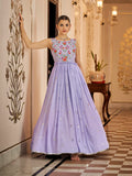 Myra Lavender Georgette Embroidered Gown