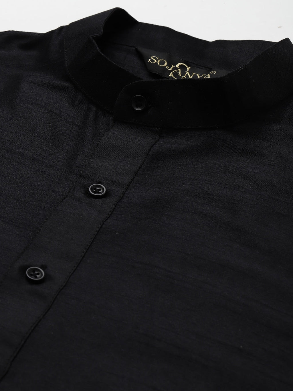 Sojanya Men Black Solid Kurta with Churidar & Nehru Jacket