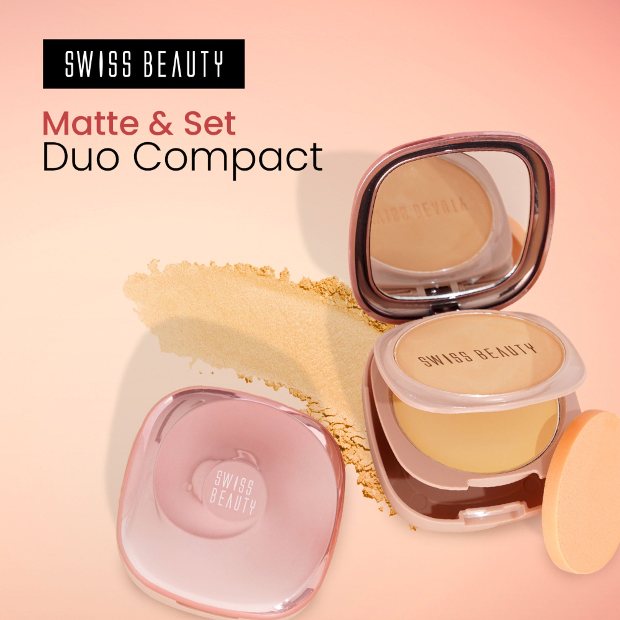 Swiss Beauty Matte & Set Duo Lightweight Compact Powder - 02 Beige and Translucent