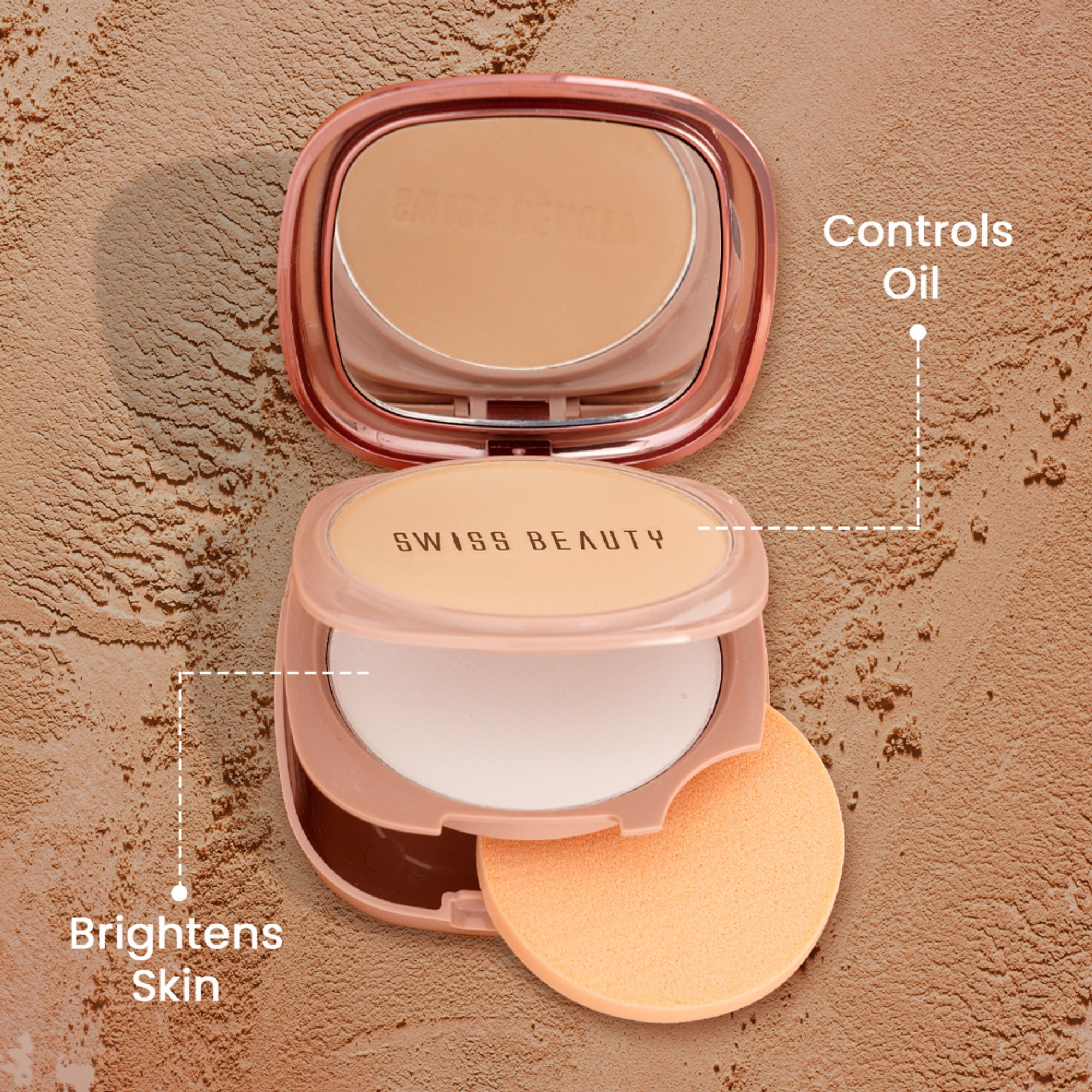 Swiss Beauty Matte & Set Duo Lightweight Compact Powder - 03 Sand and Banana