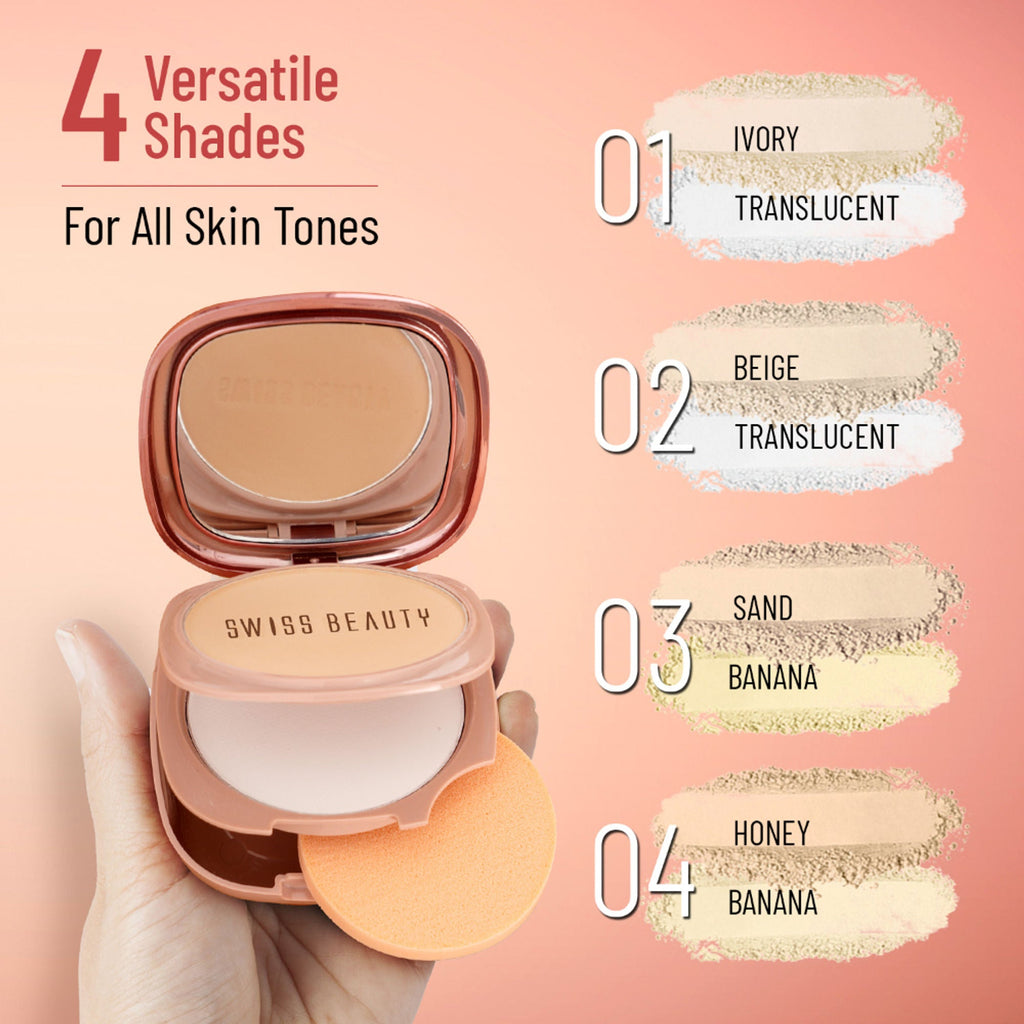 Swiss Beauty Matte & Set Duo Lightweight Compact Powder - 03 Sand and Banana