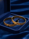 NVR Women Set of 2 Leaf Design Gold Plated Kada Bangle