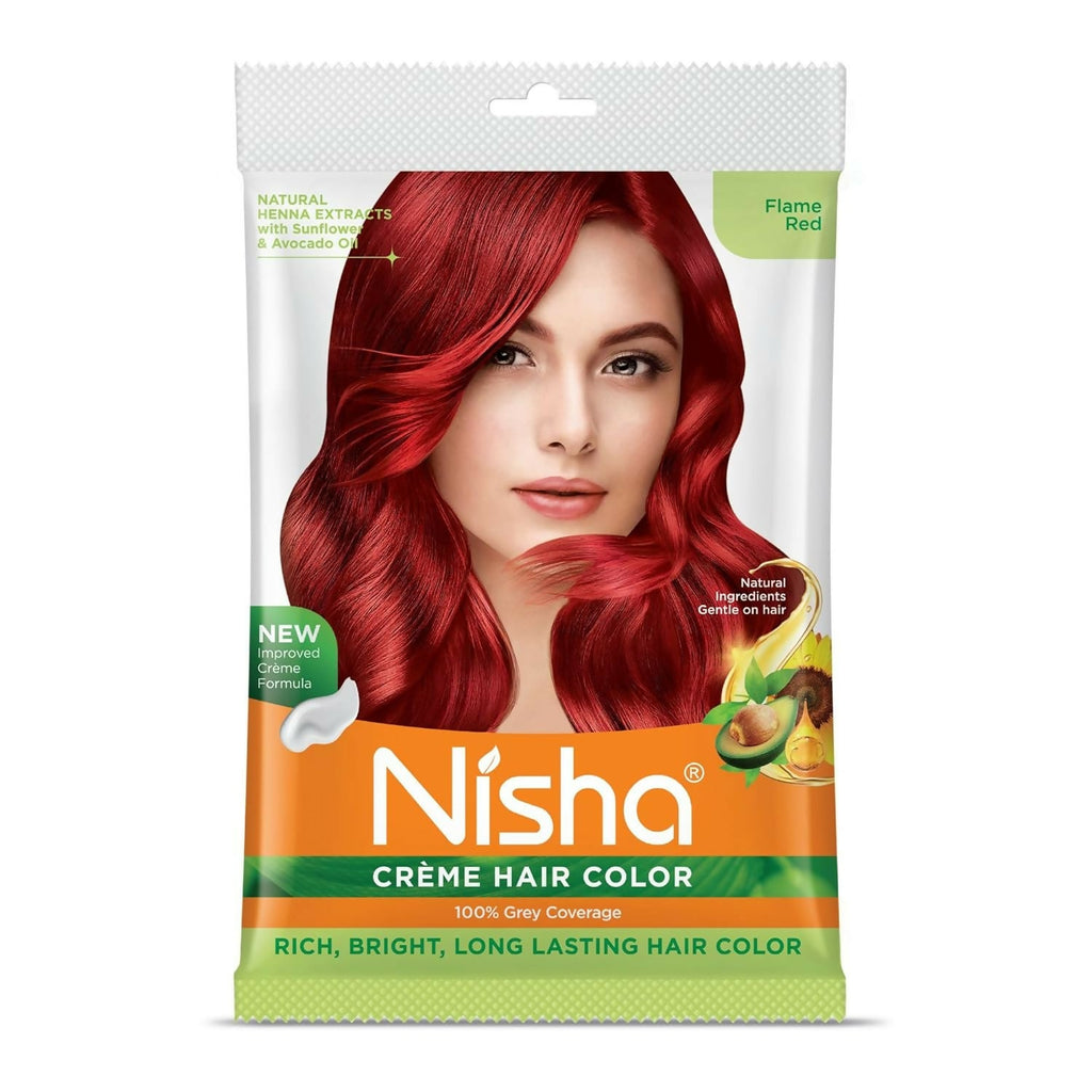 Nisha Creme Hair Color for Women & Men - Flame Red