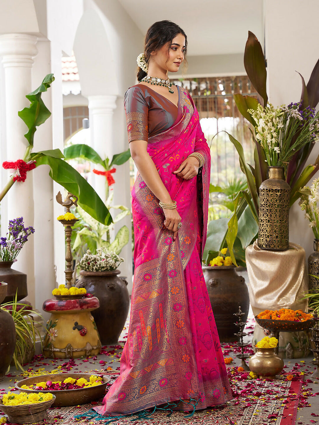 Shree Shyam Fashion Pink Soft Silk Saree