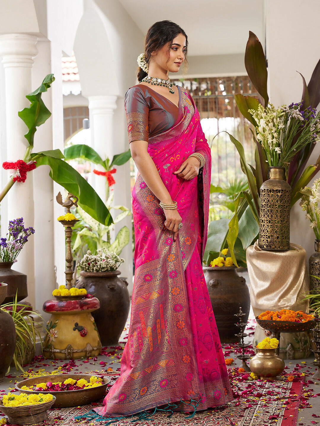 Shree Shyam Fashion Pink Soft Silk Saree