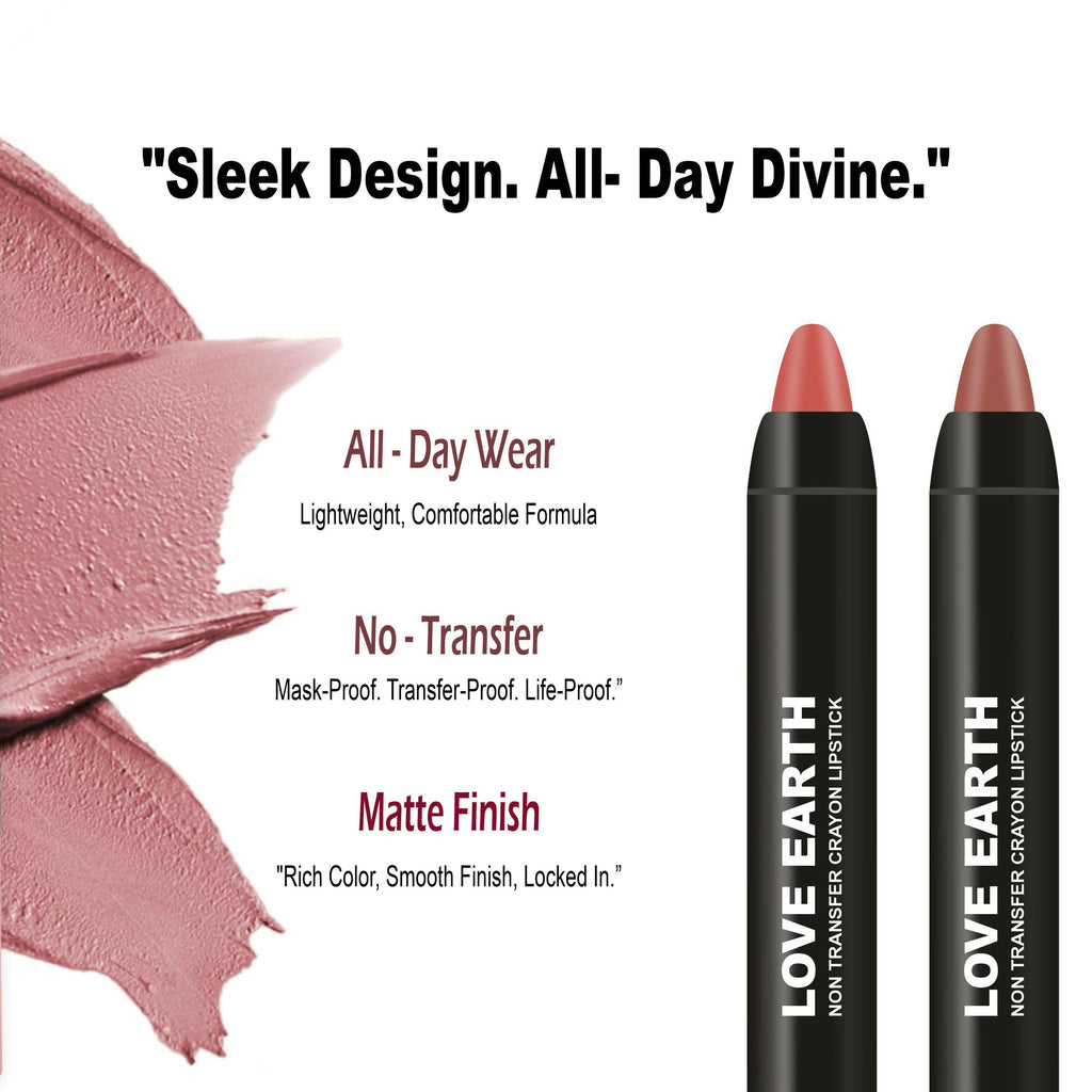 Love Earth Lip Crayon Non-Transfer Lipstick - Nudes