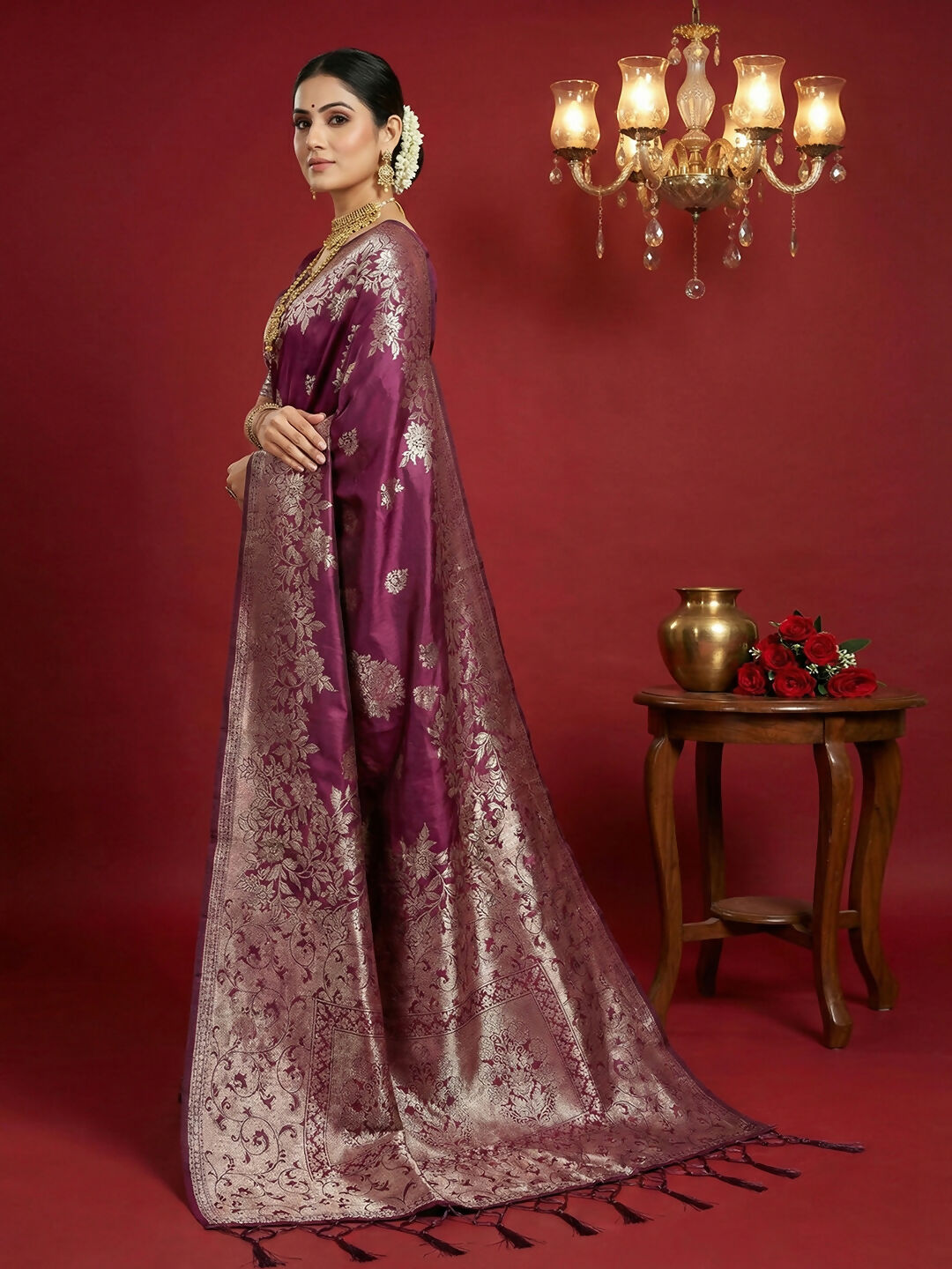 Shree Shyam Fashion Purple Silk Blend Saree