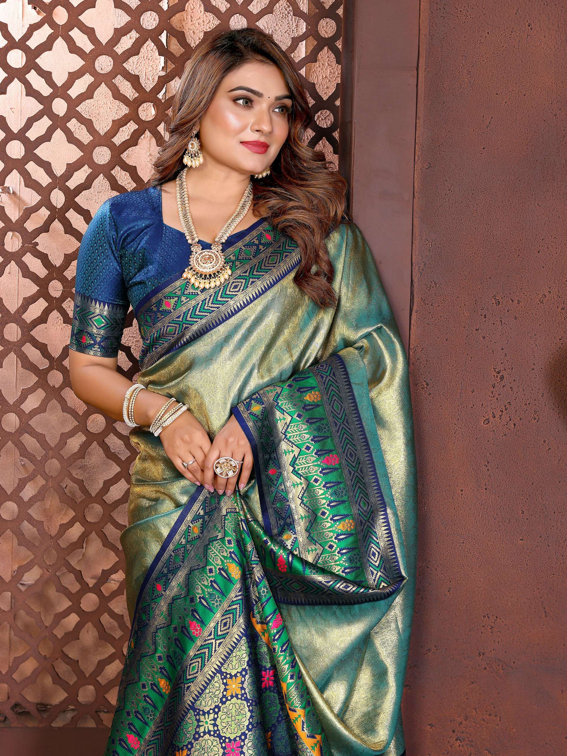 Aastha Fashion Sea Green Tissue Silk Weaving Saree