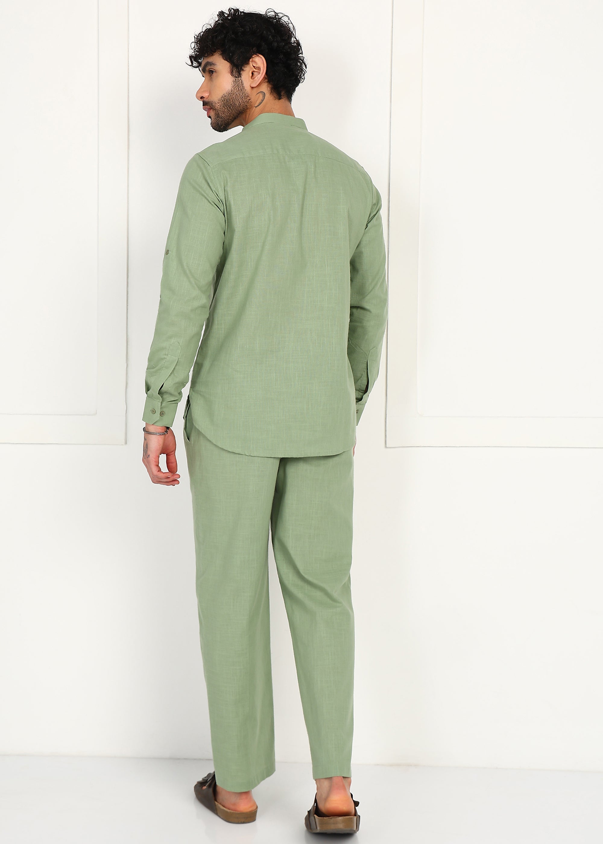 Fabmade Sage Linen Kurta Co-Ord Set