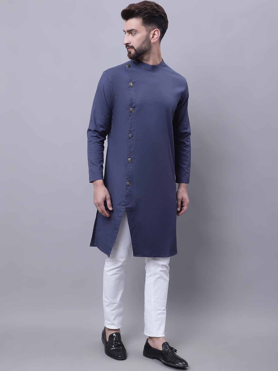 Even Apparels Grey Sherwani Kurta With Asymetrical Cut