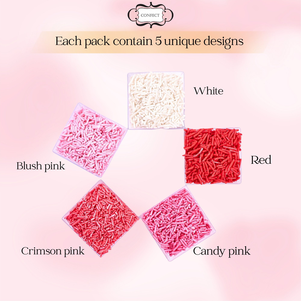 Confect Valentine Sprinkles | 04 Edible Decoration for Baking & Dessert