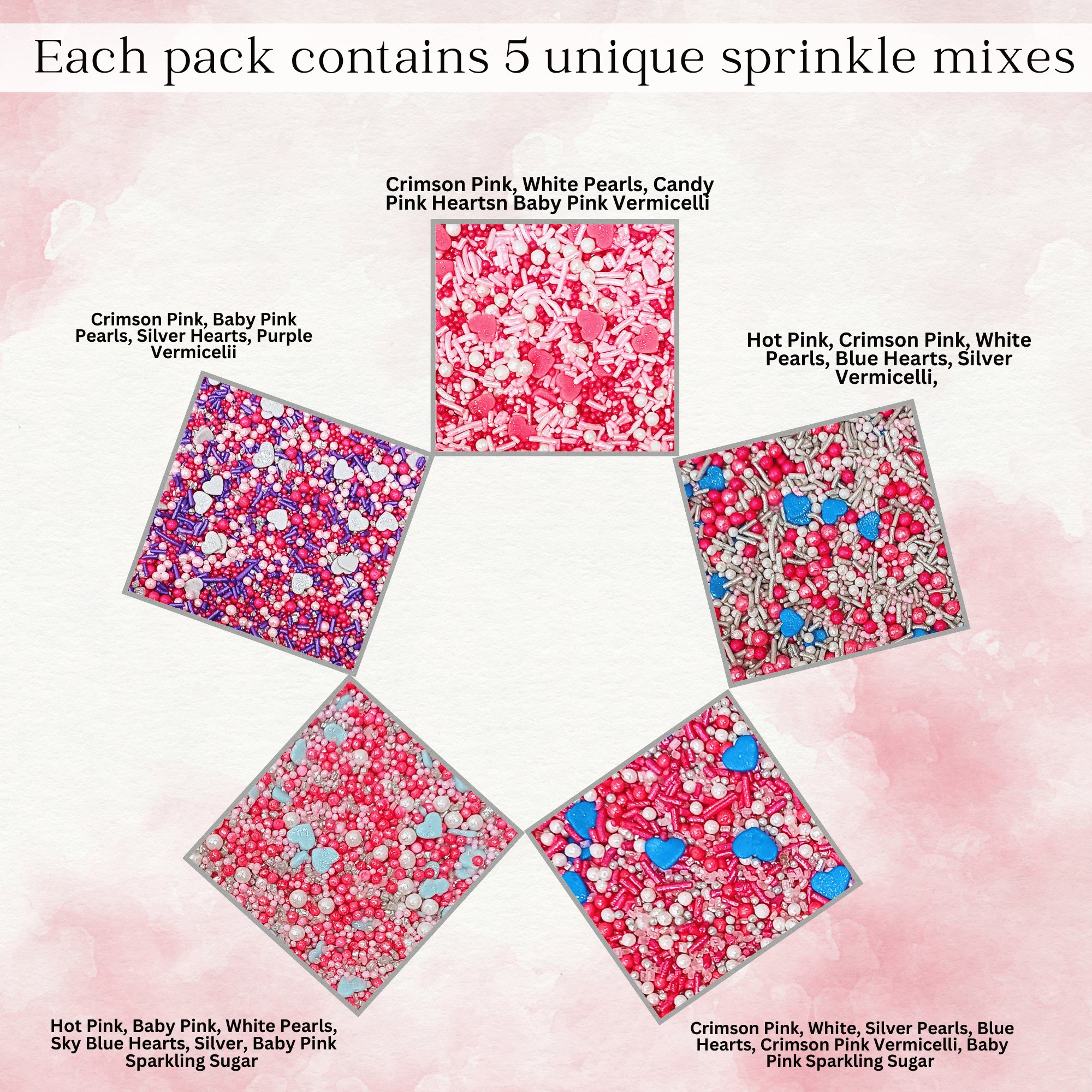 Confect Valentine Sprinkles | 16 Edible Decoration for Baking & Dessert