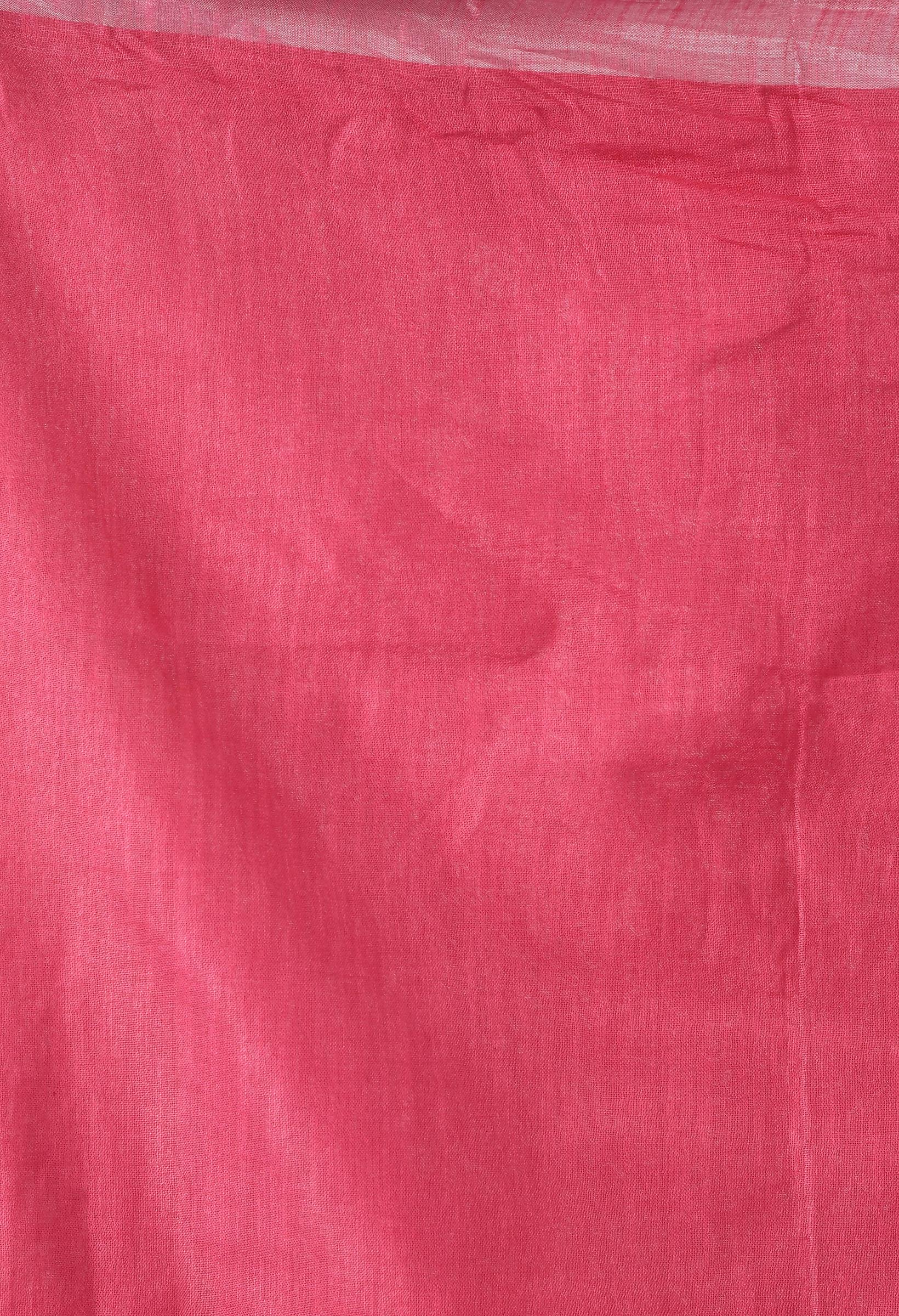Mominos Fashion Moeza Pink Bhagalpuri Handloom Silk Linen Saree with unstitched Blouse piece