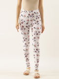 Souchii White Printed Slim-Fit Churidar-Length Leggings