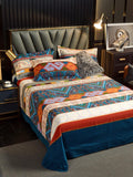 JC Collection Blue & Red Ethnic Motifs 220 TC King Bedsheet with 2 Pillow Covers