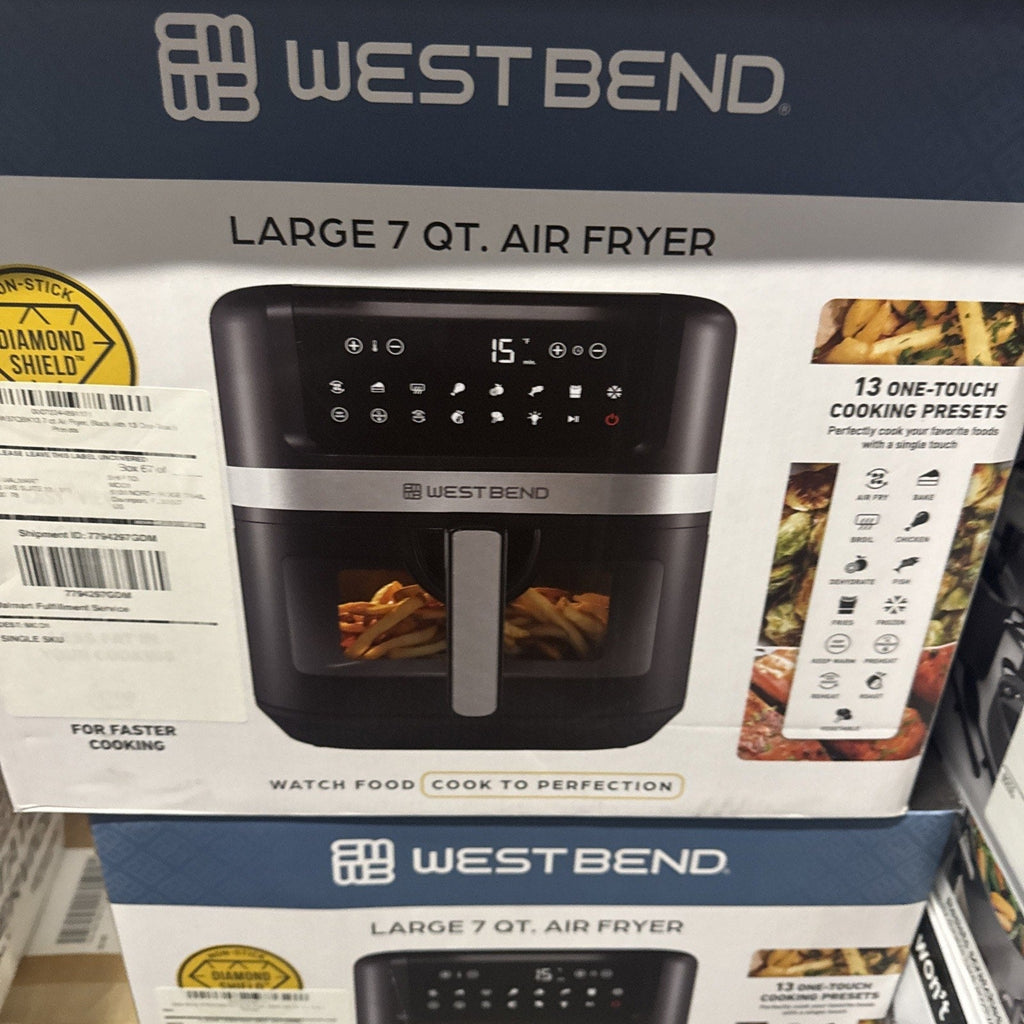 West Bend 7QT Air Fryer With Dishwasher-Safe Basket and 13 One-Touch Presets