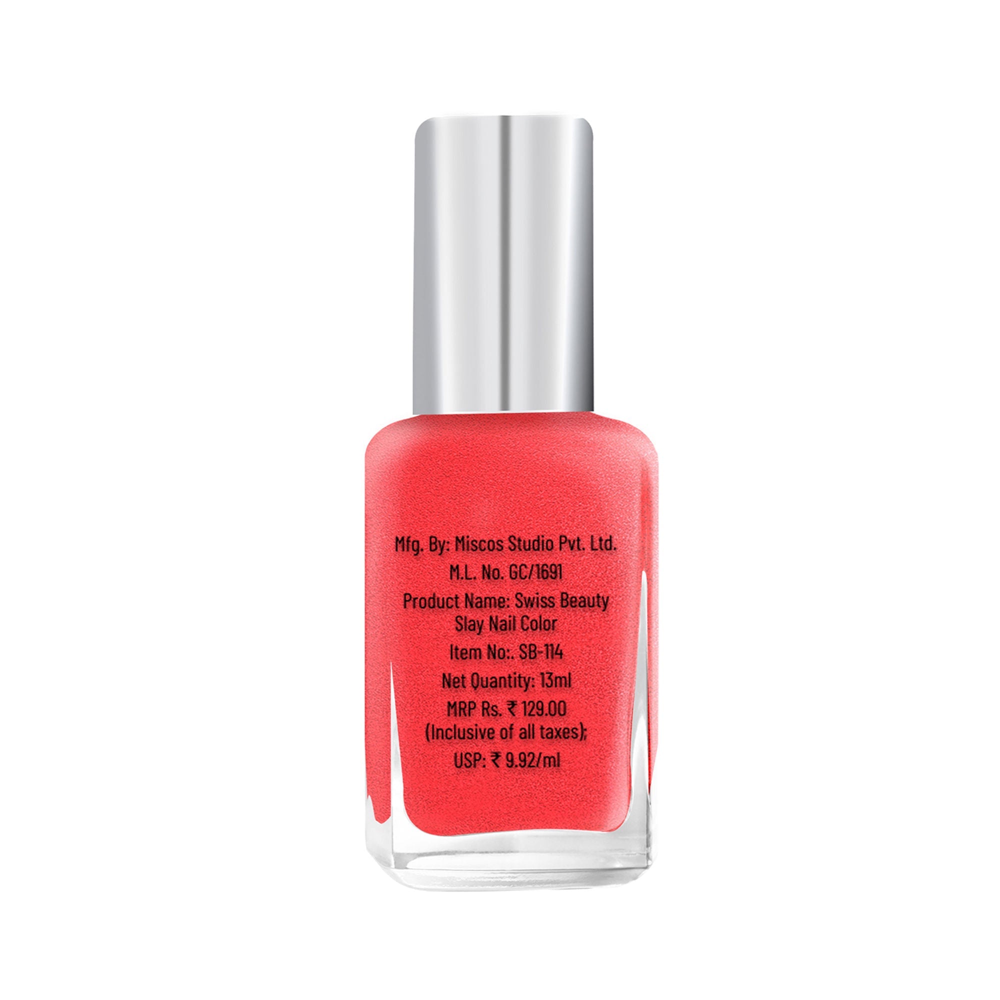 Swiss Beauty Slay Nail Color With Ultra Shine Formulation - 81 Chilli Red
