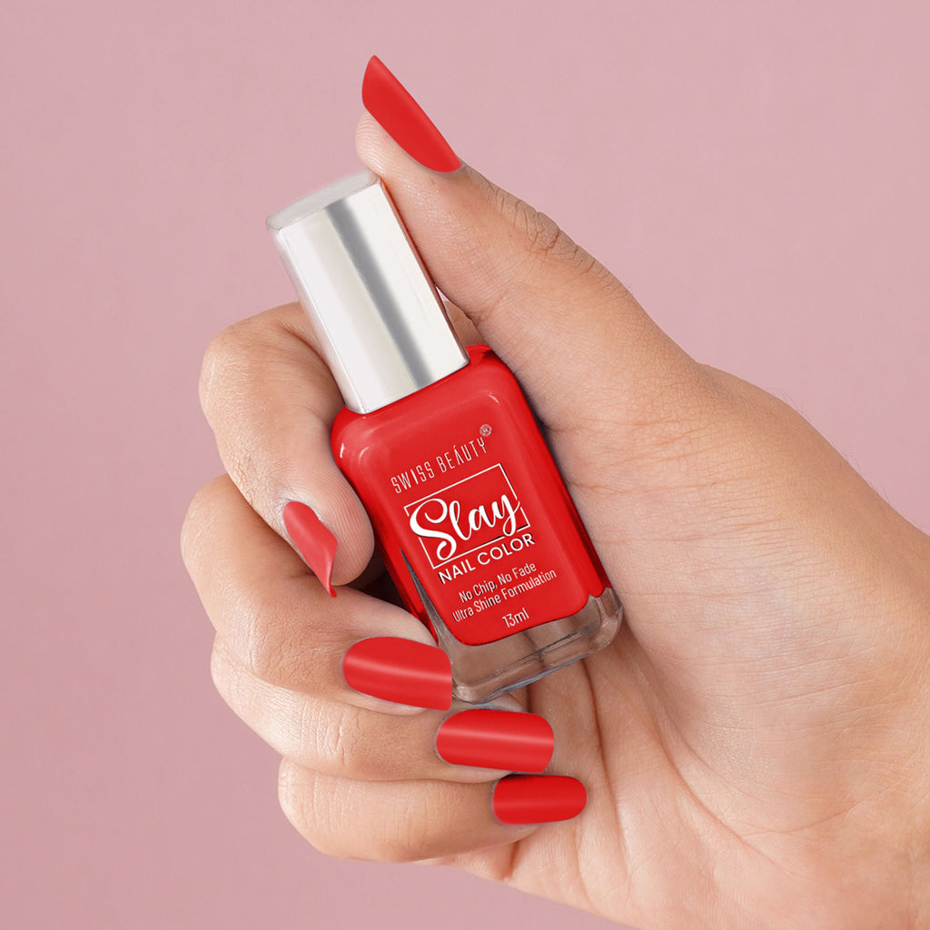 Swiss Beauty Slay Nail Color With Ultra Shine Formulation - 93 Really Red