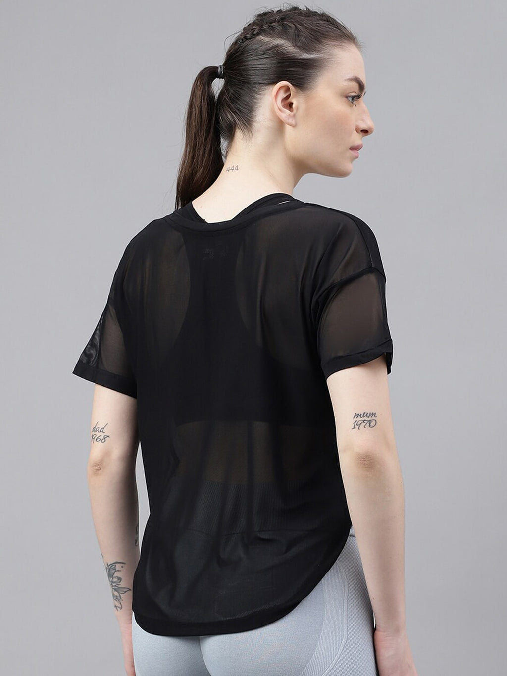 MKH Relaxed Fit Typography Printed Drop-Shoulder Sleeves Dri-FIT Sheer Training T-shirt