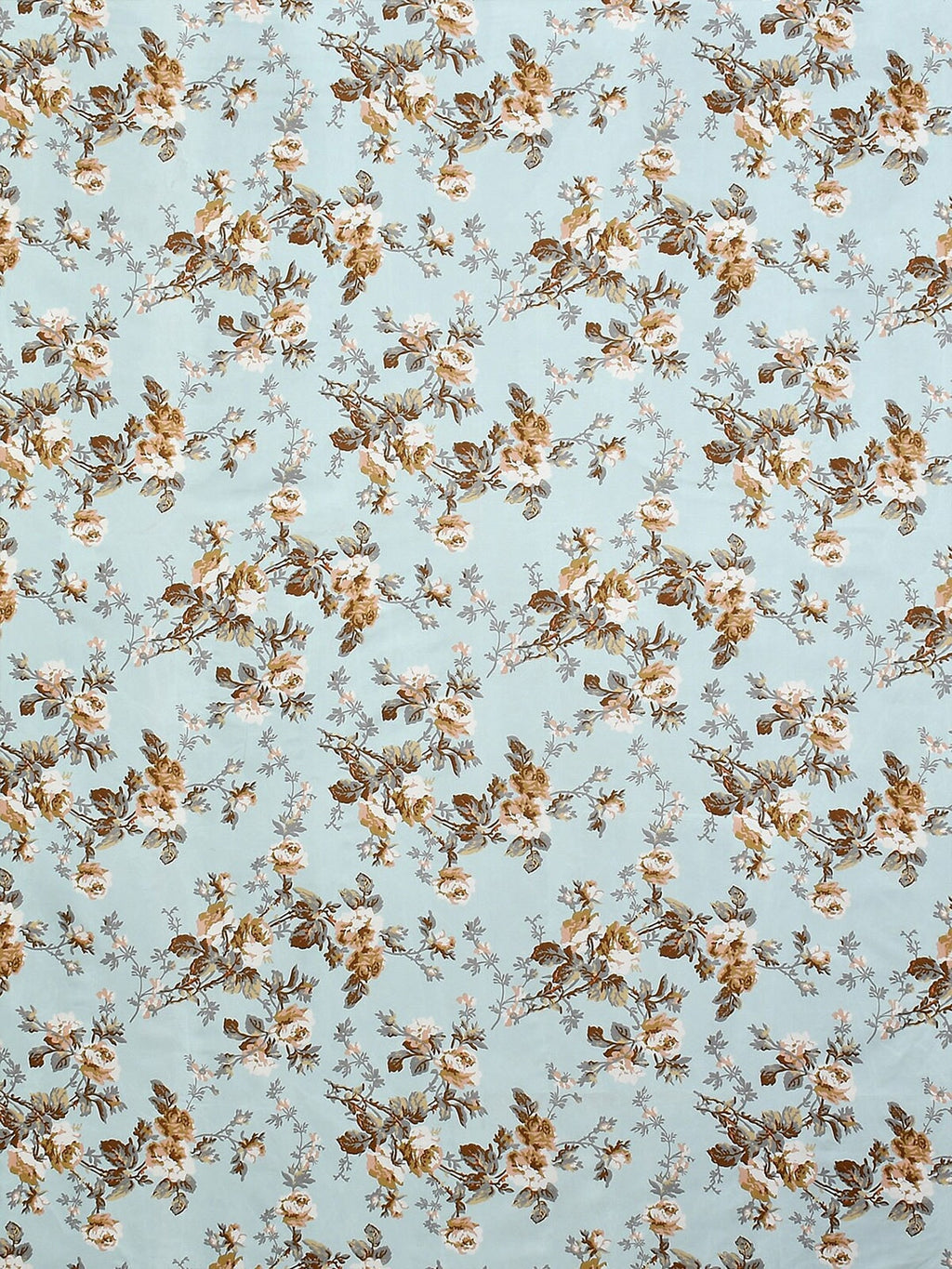Florida Blue & White Floral 120 TC King Bedsheet with 2 Pillow Covers