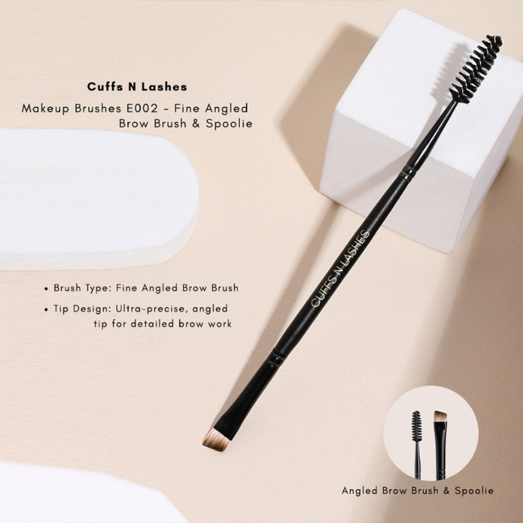CUFFS N LASHES Fine Angled Brow Brush & Spoolie - E002