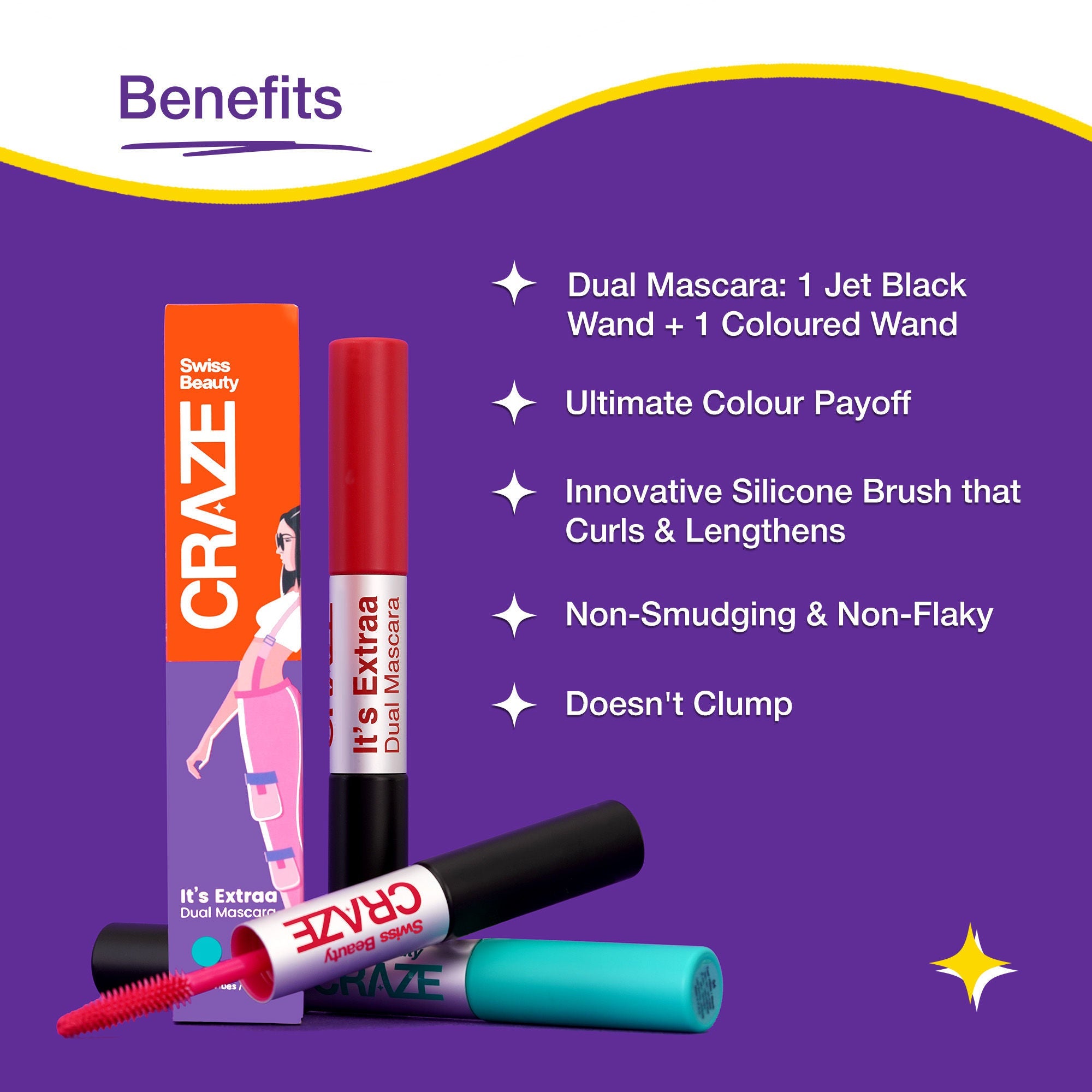 Swiss Beauty Craze It's Extraa Dual Non Flaky Mascara - 4 Teal Vibes