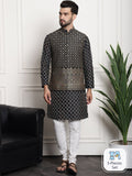 Sojanya Ethnic Motifs Woven Design Embroidered Straight Kurta & Churidar With Nehru Jacket