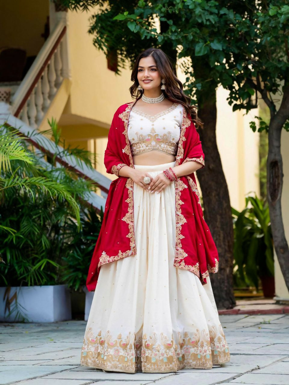 Lehenga Mart Designer Indian Wedding Lehenga Choli-White