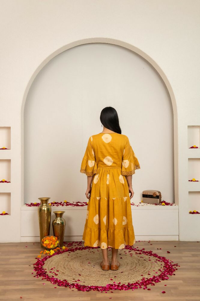 Joban Fashion Mustard Yellow Tie & Dye Cotton Dress