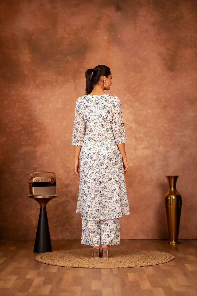 Joban Fashion Blue Hand Block Printed Cotton Suit Set