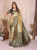 Aastha Fashion Mustard Banarasi Tissue Silk Weaving Saree