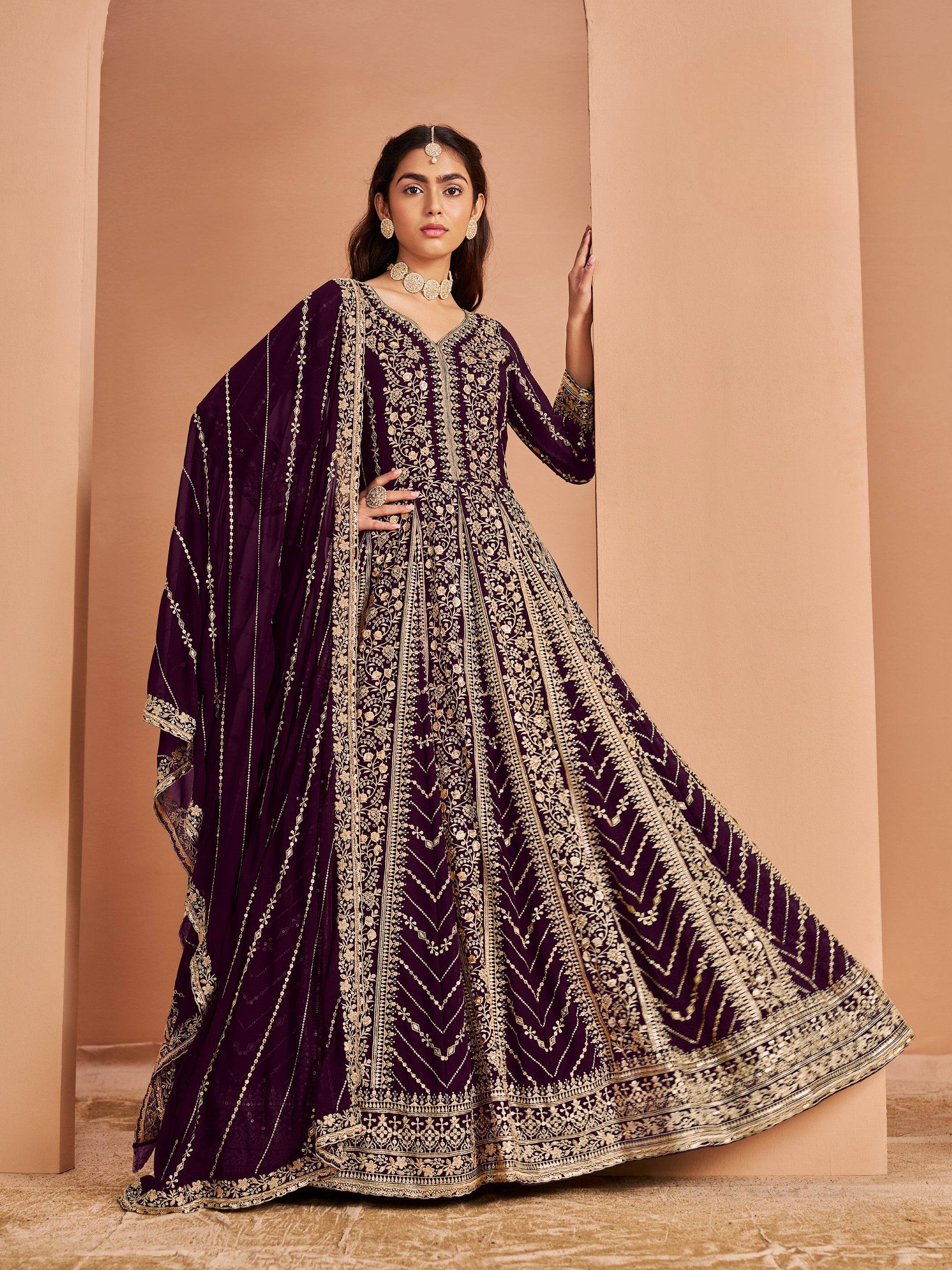 Anaita Purple Georgette Embroidered Salwar Suit