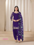 Anaita Purple Premium Embroidered Roman Silk Salwar Suit