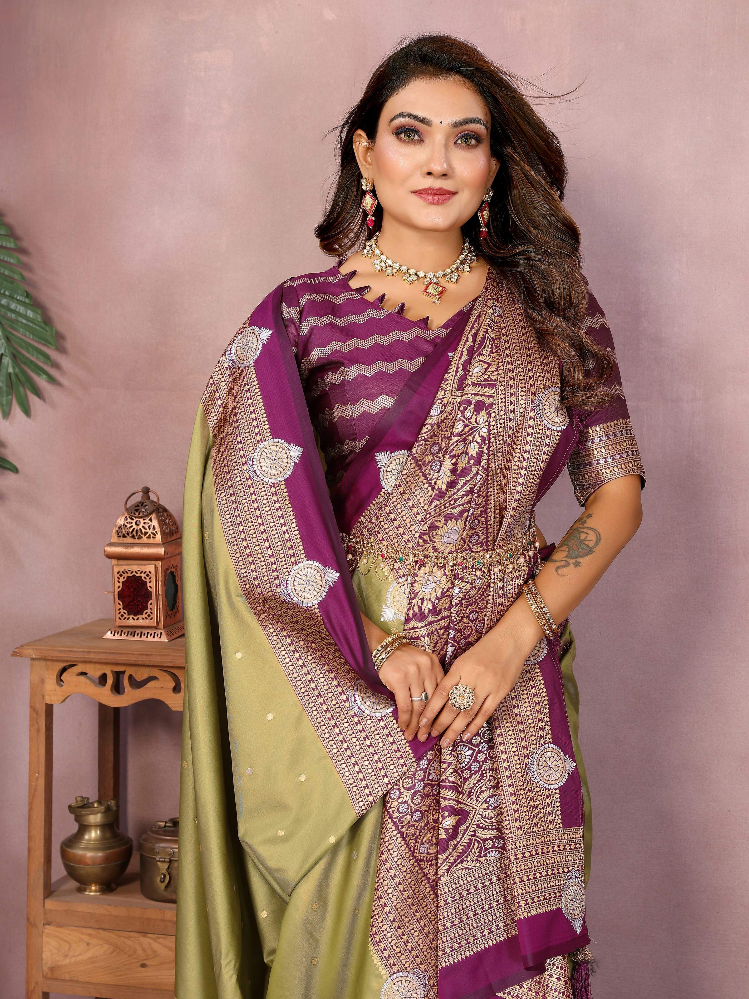 Aastha Fashion Pista Silk Sarees Weaving Saree