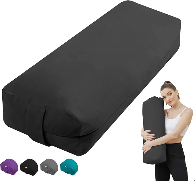 Rectangular Yoga Bolster Pillow, Meditation Pillow for Yin & Restorative Yoga, Filled with Wasted Sponge