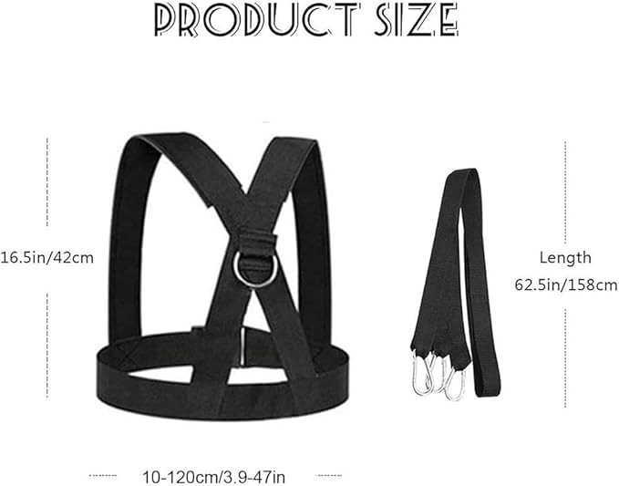Sled Harness, Weight Speed Tire Pulling Workout Resistance and Assistance Trainer Physical Training Rope Football Exercise Equipment for Outdoor Indoor Men and Women
