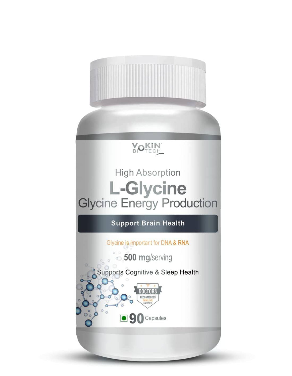 Vokin Biotech L- Glycine Energy Production - Support Cognitive and Sleep Health- 500mg