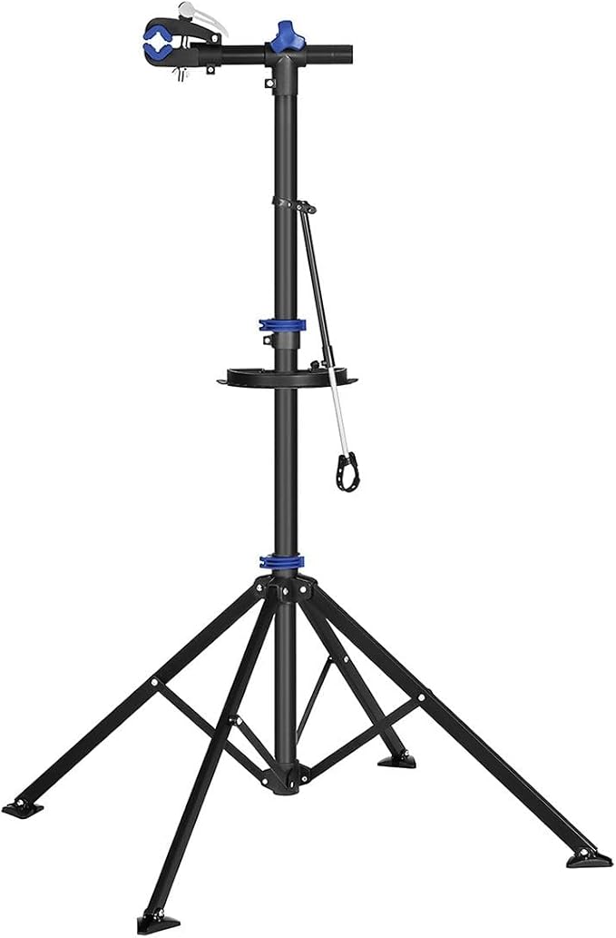 Bike Repair Stand with Quick Release Bicycle Maintenance Rack Bike Workstand Height Adjustable and Portabl with Tool Tray Extensible Bike Repair Rack for Road & Mountain Bikes